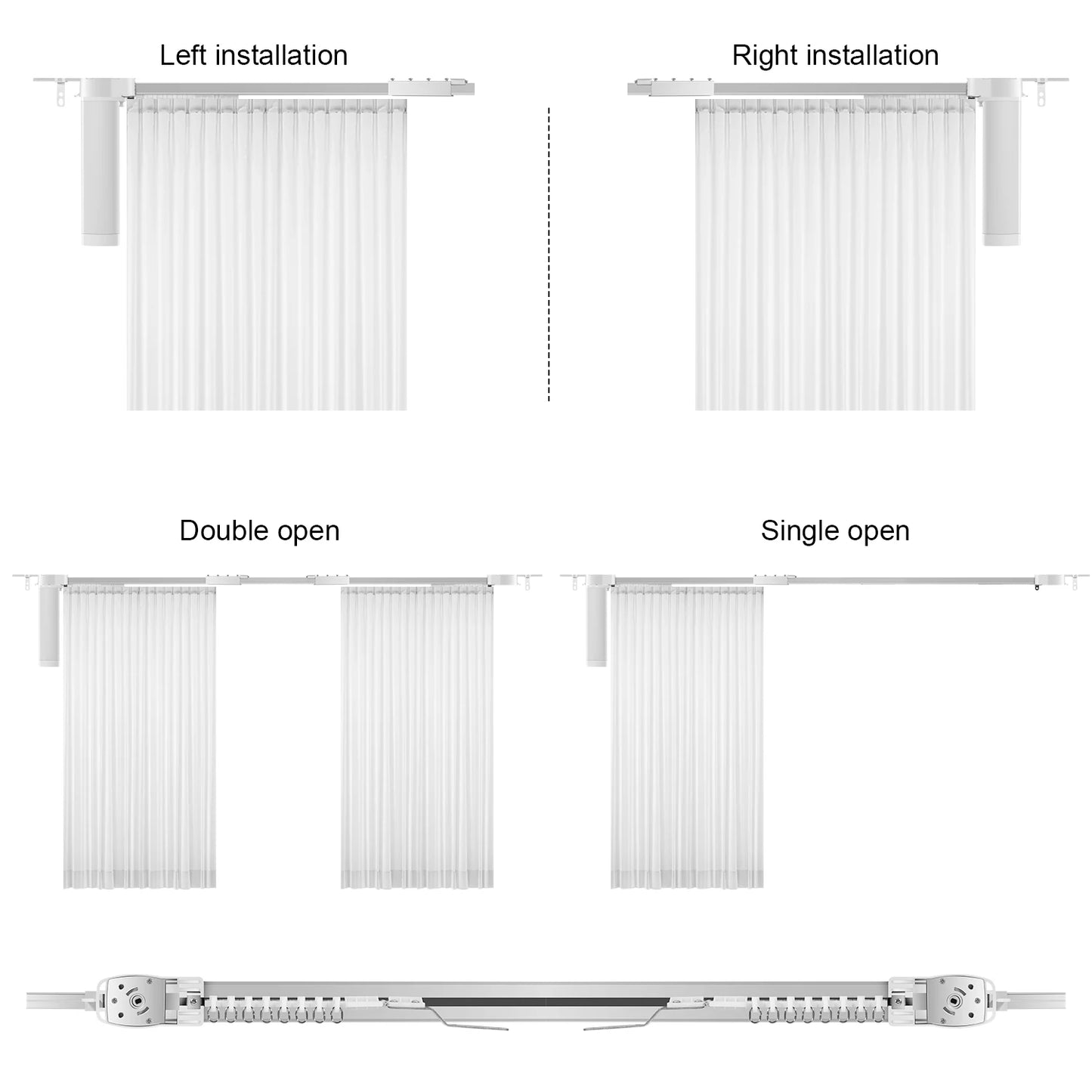 Wifi Electric Smart Curtain Motor Motorized System Scalable 20cm Track Rod Intelligent Support Alexa Google Assist