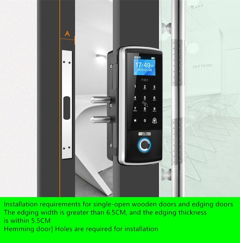 Smart glass door company office fingerprint lock